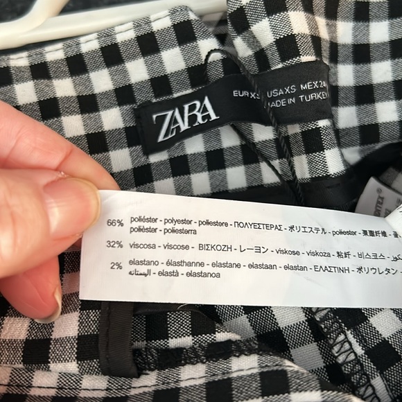 ZARA black/white checkered retro style pants size extra small - Picture 13 of 13